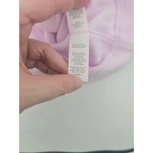 Aerie Sweatshirt Womens Medium Lavender Puff Short Sleeve Cropped‎ Ribbed Scoop - Image 5