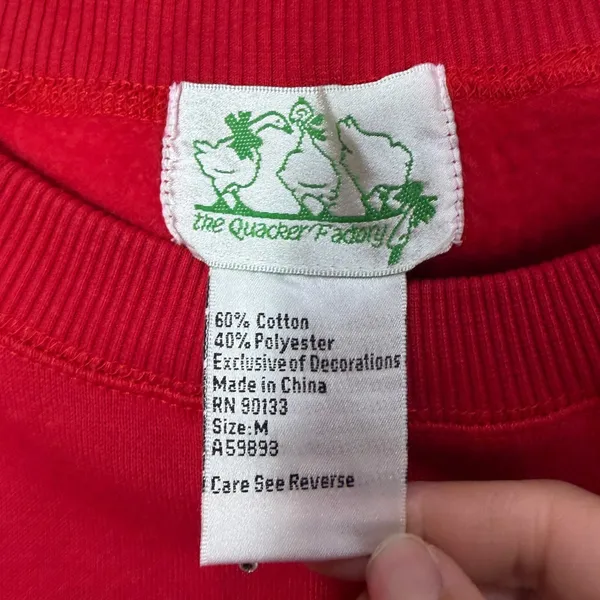 Quacker Factory Red Fall Thanksgiving Embroidered Sweatshirt Womens Medium - Image 6