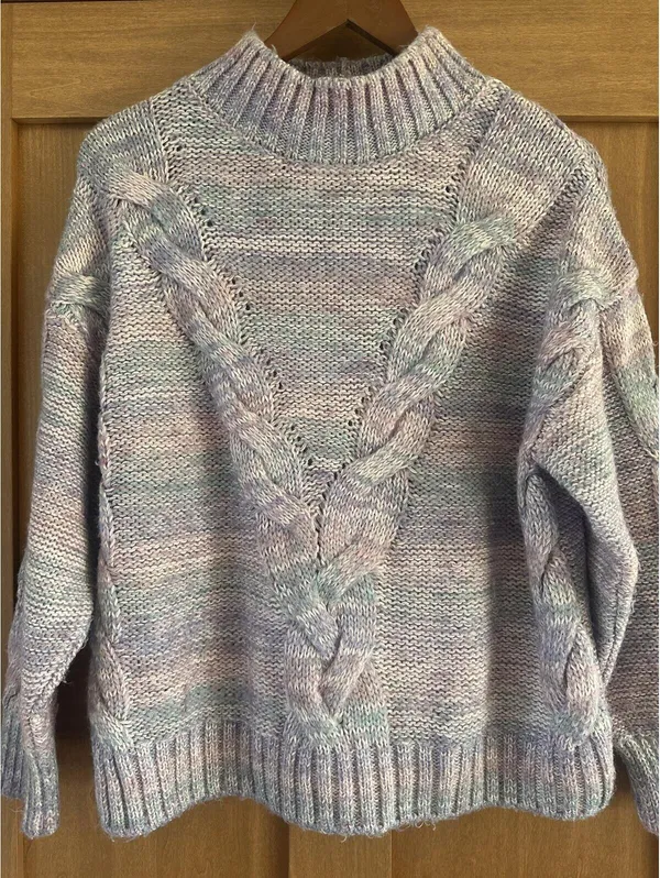Maeve Anthropologie Rachel Textured Knit Mock Neck Sweater Lavender Women Medium - Image 5