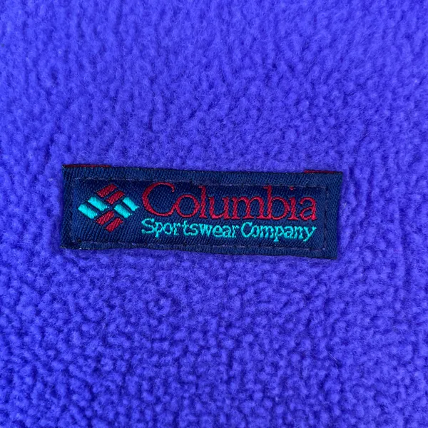 Columbia Vintage 90s Purple Sportswear Aztec Zip Up Fleece Jacket Sweater - Image 4