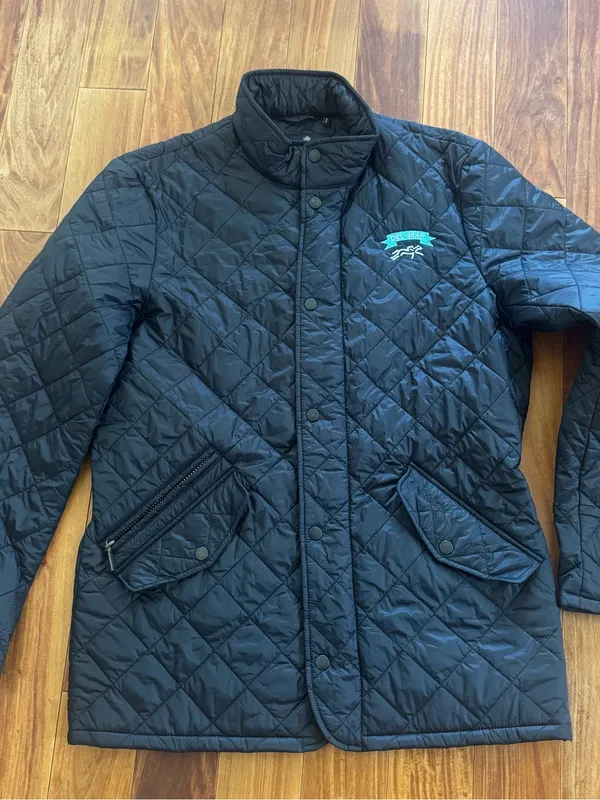 Barbour womens Quilted Jacket in Black with Red Lining Del Mar logo - Image 2