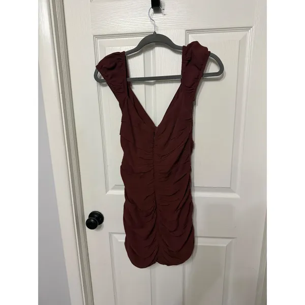 Wilfred‎ Aritzia Ruched Cap Sleeve Mini Dress Wine Red Bodycon - Image 8