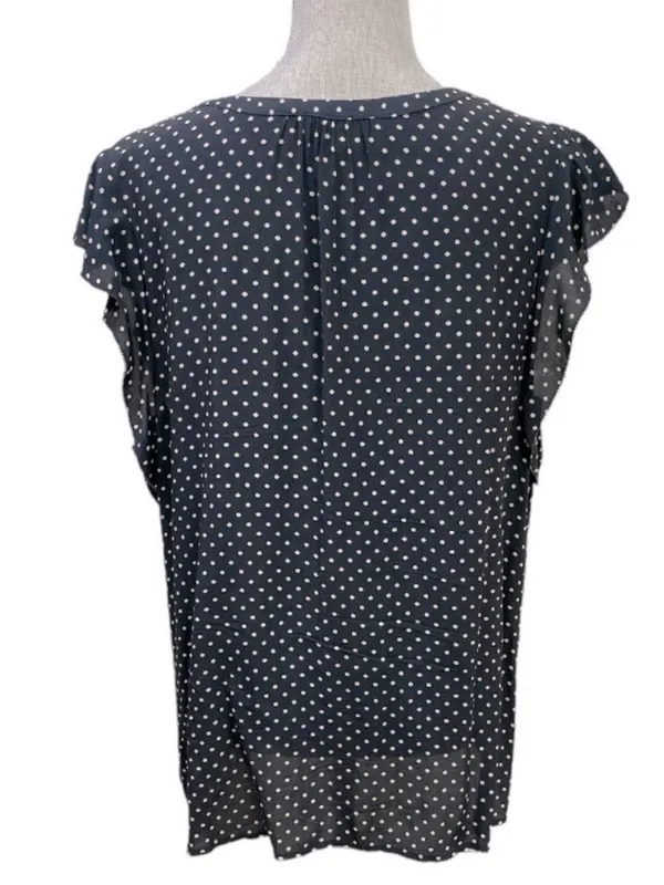 Sanctuary Paloma Polka Dot Blouse XL Navy Flutter Sleeve Split Neck Top - Image 5