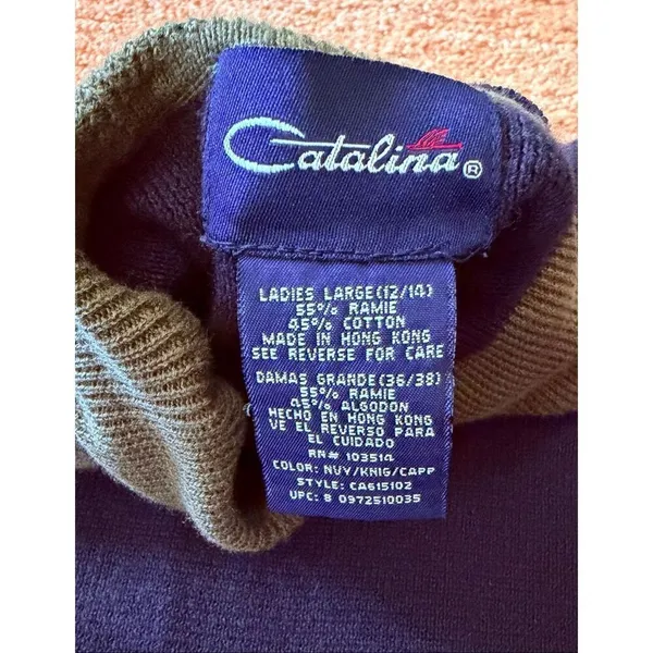 Catalina Colorblock Mock Neck Sweater Knit Pullover Women Size L - Image 2