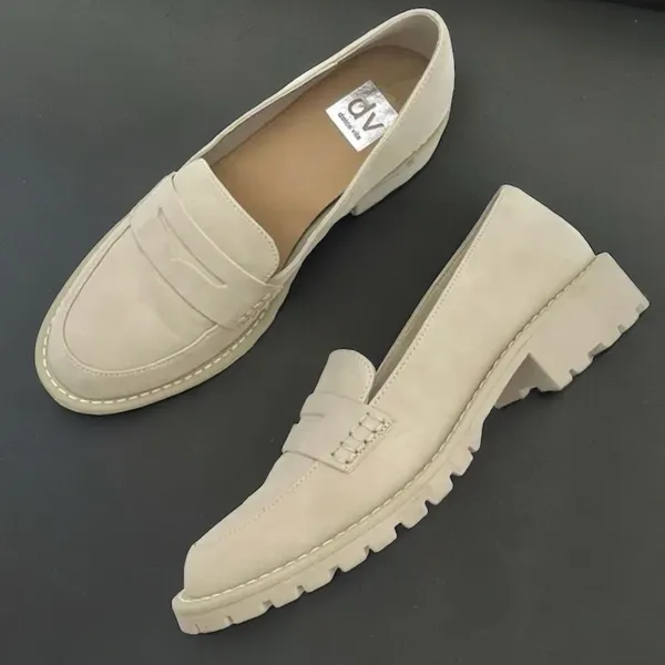 NEW DV Dolce Vita Catalina Lug Sole Loafer Light Taupe Faux Suede - Image 3