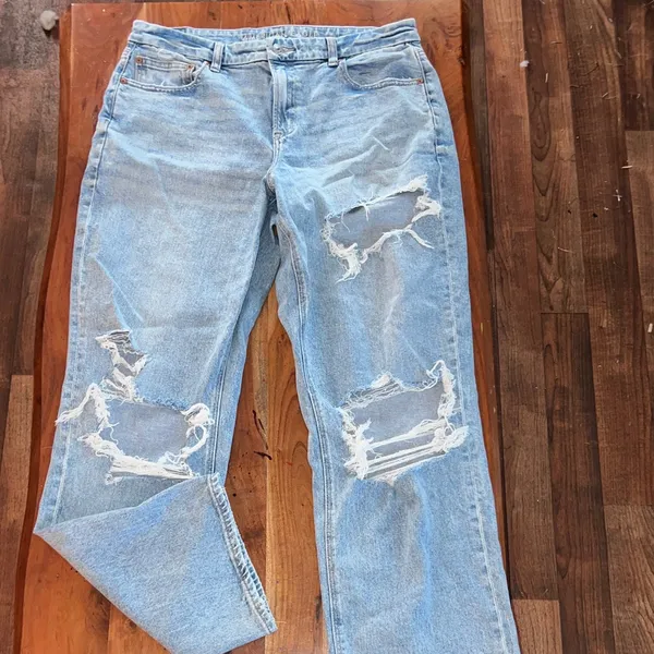 American Eagle Outfitters Light Blue Distressed Boyfriend Jeans - Image 2