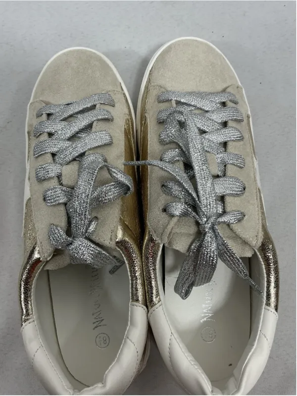 Womans New Nature Breeze Dale Lace Up 2 Tone Fashion Sneakers 8.5 Gold - Image 4