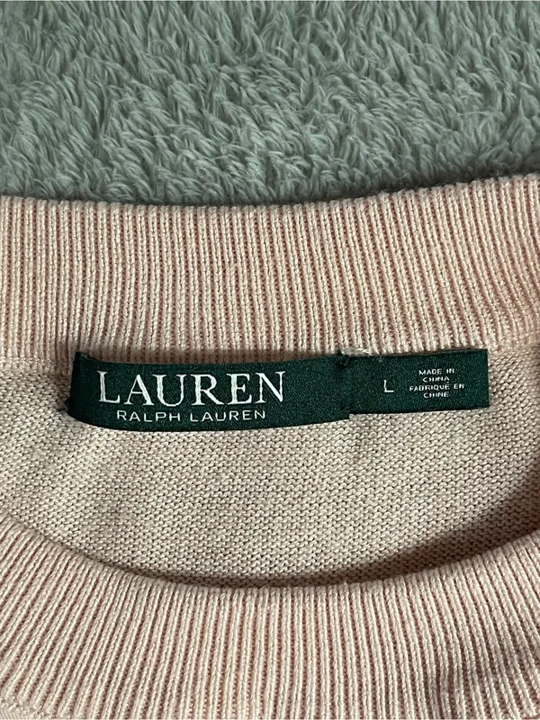 Lauren Ralph Lauren pale pink lightweight combination sweater sweatshirt preppy - Image 4