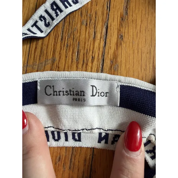 Christian Dior Bralette Womens 38 M Blue Striped J'Adior Logo Knit Wireless - Image 2