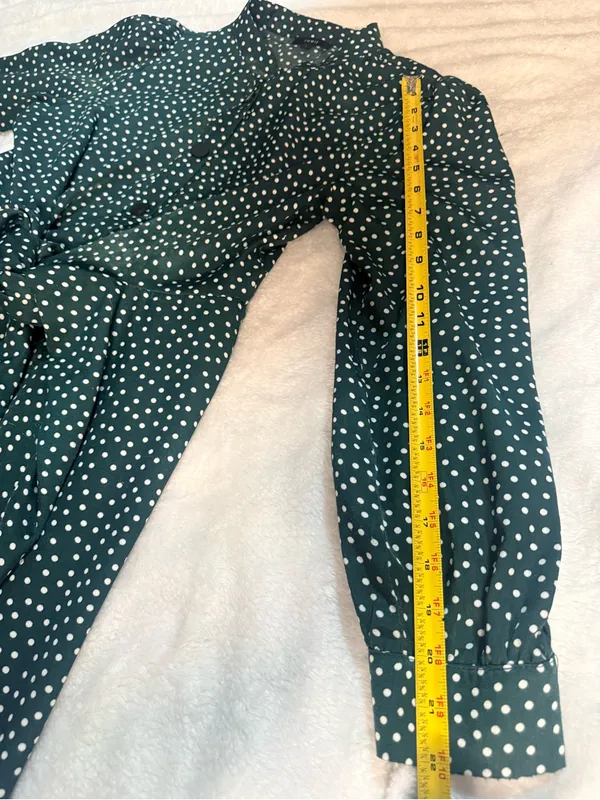 Lumie Dark Green Polka Dot Midi Dress with Tie Waist - Image 7