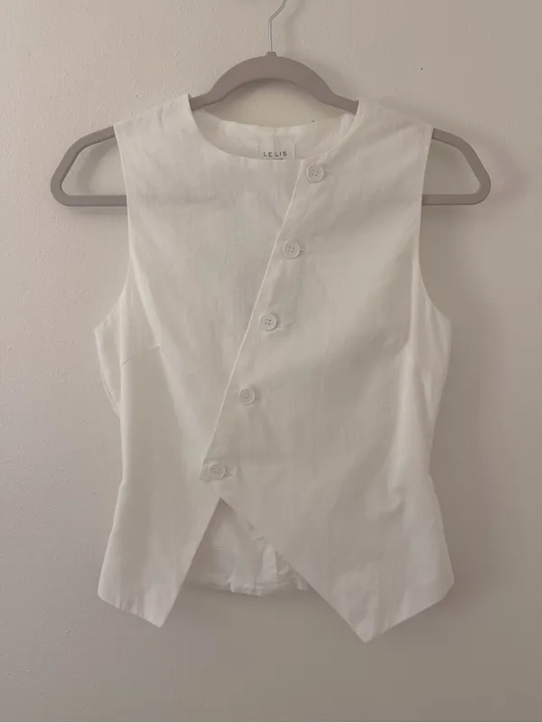 Anthropologie NWT Le Lis Luana Asymmetrical Cotton Minimalistic Neutral Top size xs - Image 4