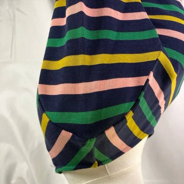 J. Crew Striped Knit‎ Midi Dress Long Sleeve Pink Green Yellow Navy Size 2 New - Image 9