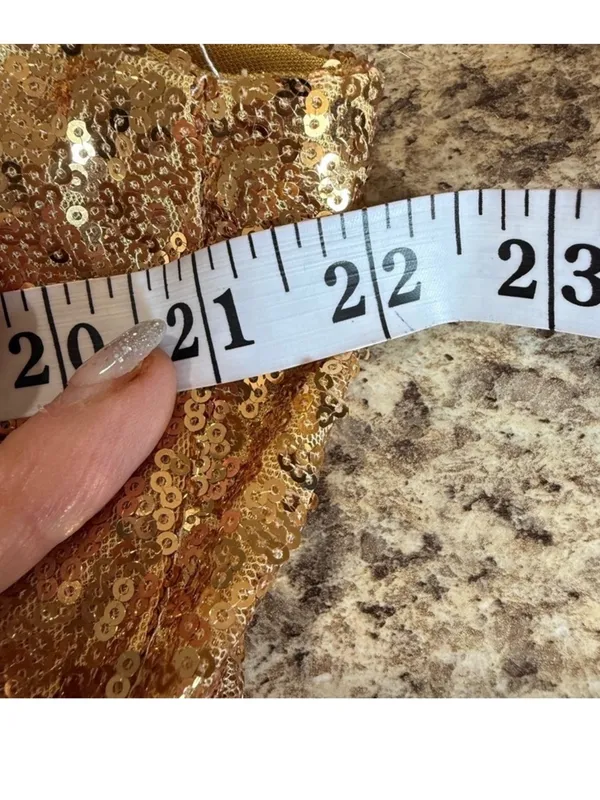 Gold Sequin Draped V-Neck Maxi Dress - Image 4