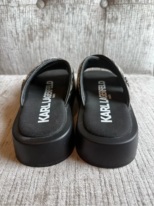 Karl Lagerfeld Paris Ophelia woven slip on platform sandals - Image 3