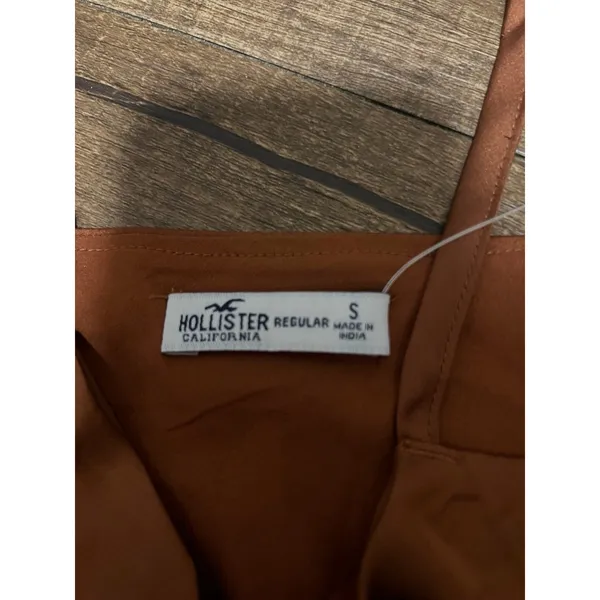 Hollister Copper gold cowl mini satin dress - Image 3