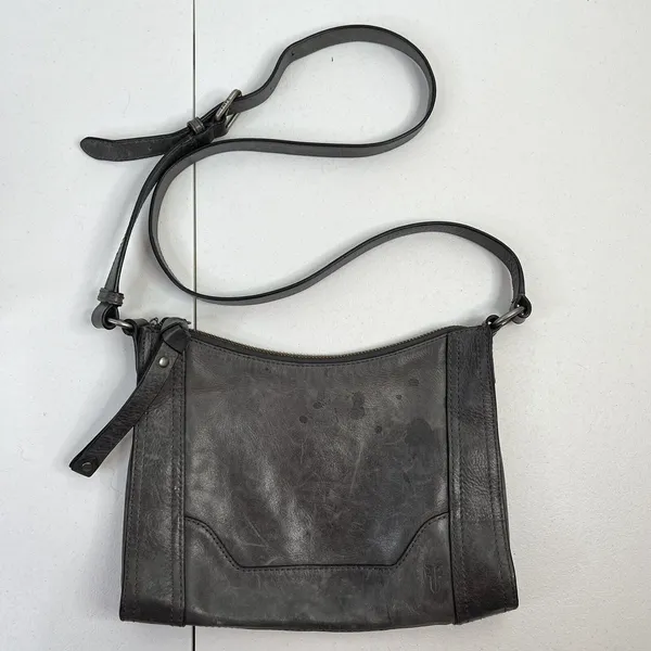 Frye Melissa Leather Crossbody Bag‎ Adjustable Strap Zip Antique Metal Hardware - Image 2