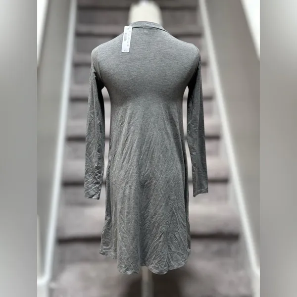 NEW J.Crew Lagenlook Minimalist Mock Neck Heather Gray Modal‎ Jersey Dress XXS - Image 6