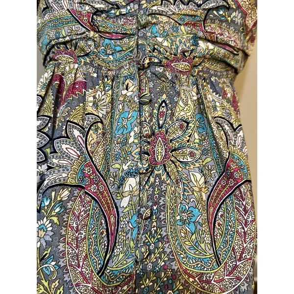 Boemo Dress Silky Paisley Maxi Size Large Short‎ Sleeve - Image 5