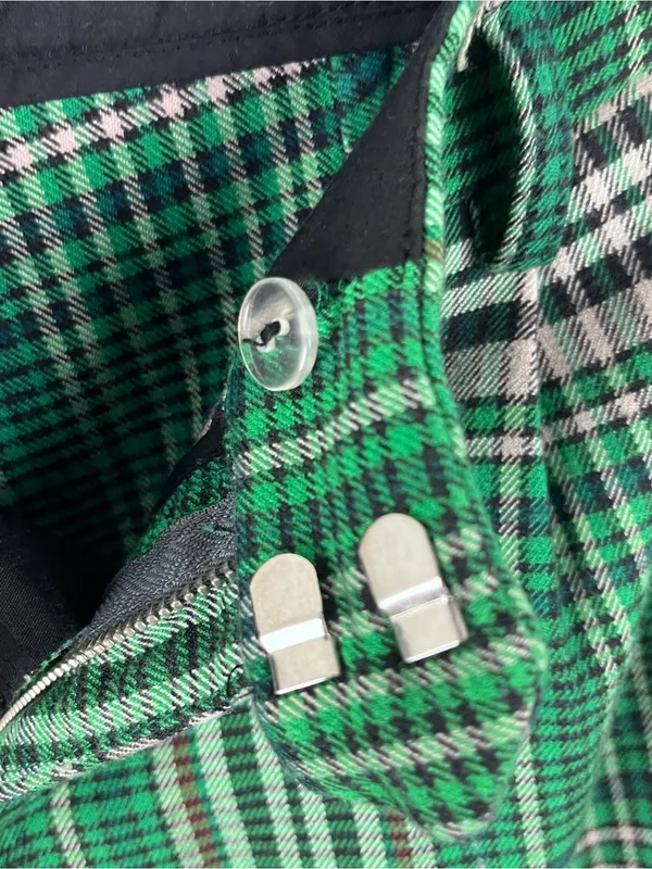 FREE PEOPLE Green All For Me Plaid Tapered Cuffed Pants Slacks Trousers Size 0 - Image 5