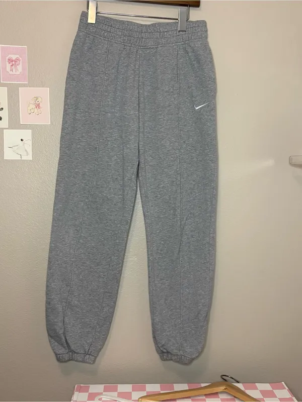 Women’s grey Nike jogger sweatpants full length cotton oversized XS - Image 2
