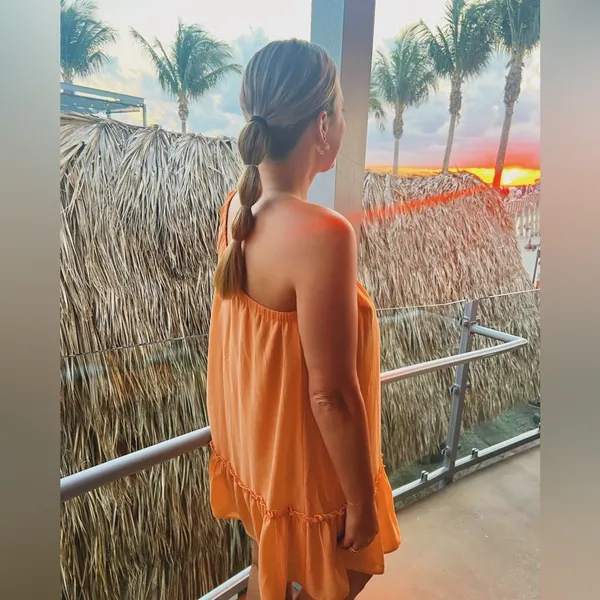 One shoulder dress Orange Size M - Image 2