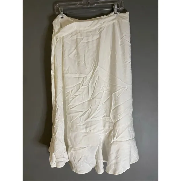 Maria Yasar White Pull On Wrap Skirt Size XL - Image 9