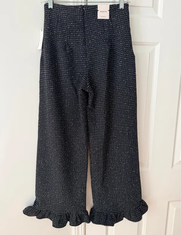 Anthropologie Maeve The Colette Crop Wide-Leg Pants: Tweed Edition, Size 26 - Image 13
