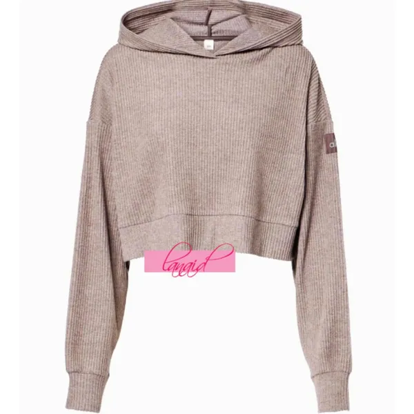 Alo Muse Hoodie Raisinette Heather Ribbed Violet Hood Sweater Hooded Sweatshirt - Image 5