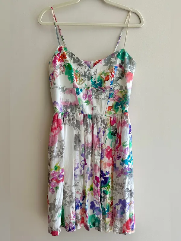 Amanda Uprichard Mai Tai Dress, Size Large, Floral Silk Garden Party Mini Dress - Image 2