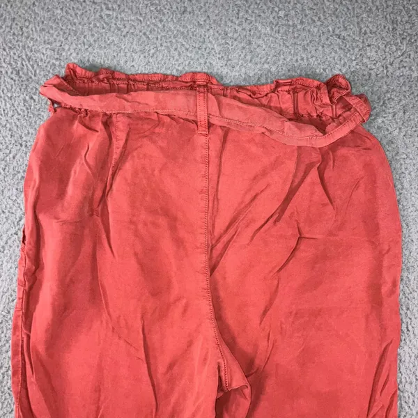 Social Standard Paperbag Waist Pants Women M Coral Red High Rise Boho Tencel‎ - Image 9