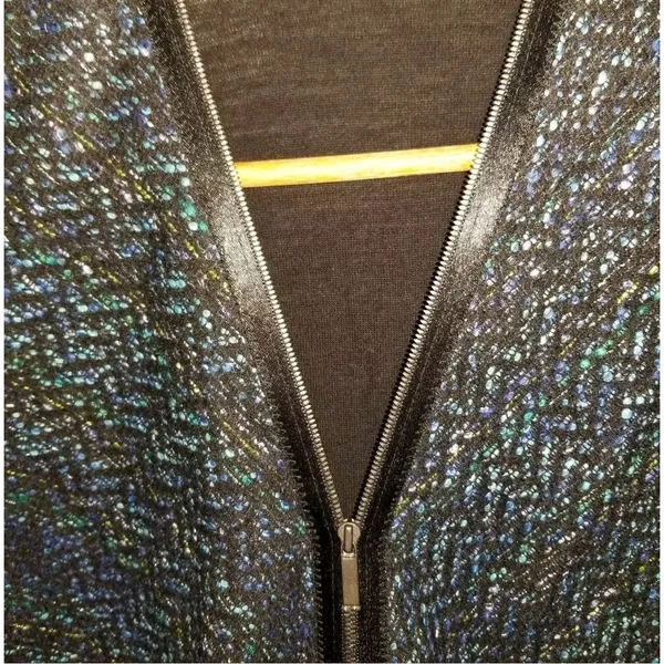 Elie Tahari Cardigan Sweater Womens S Tweed Zip Front Merino Wool Dark Academia - Image 7