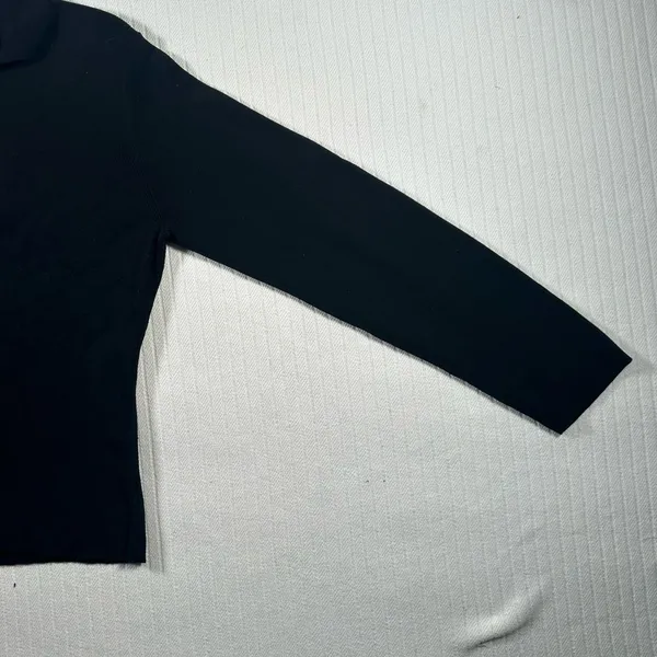 Talbots Women Large Black Sweater Ribbed Collared V-Neck Knit Pullover Top - Image 10