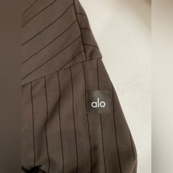 ALO Yoga NWT Pinstripe Hoodie Sweatshirt in Expresso Size M - Image 6