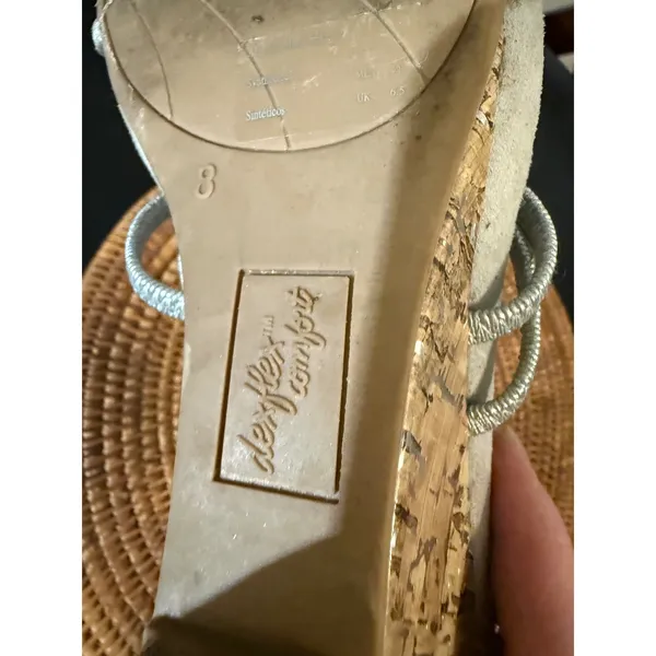 Dexflex Comfort Womens Silver Strappy Cork Wedge‎ Sandals Back Zip Size 8 - Image 11