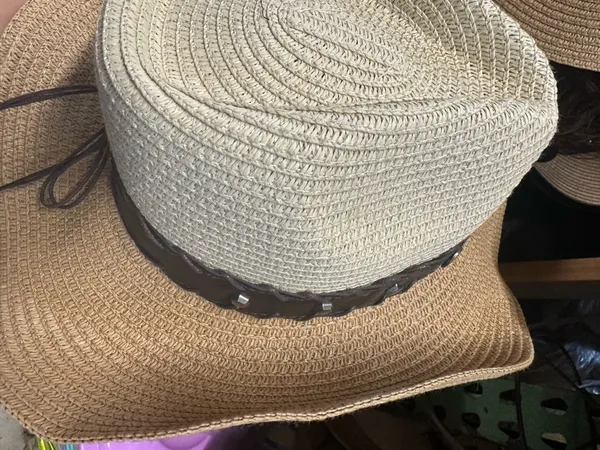 Straw Cowboy Hat with Silver Detail Brown - Image 4