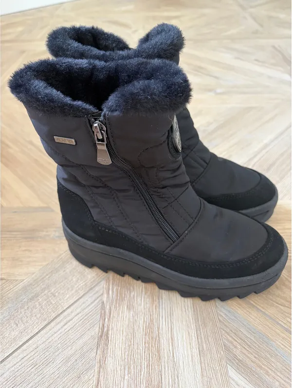 Pajar Canada Tanita Side Zip Wedge Ankle Boots Size 37 or 6.5 Faux Fur Winter - Image 2