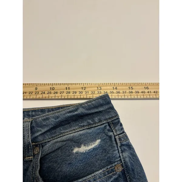 American Eagle Outfitters Distressed Jeans Plaid Flannel Patch Size 6 High Rise - Image 10
