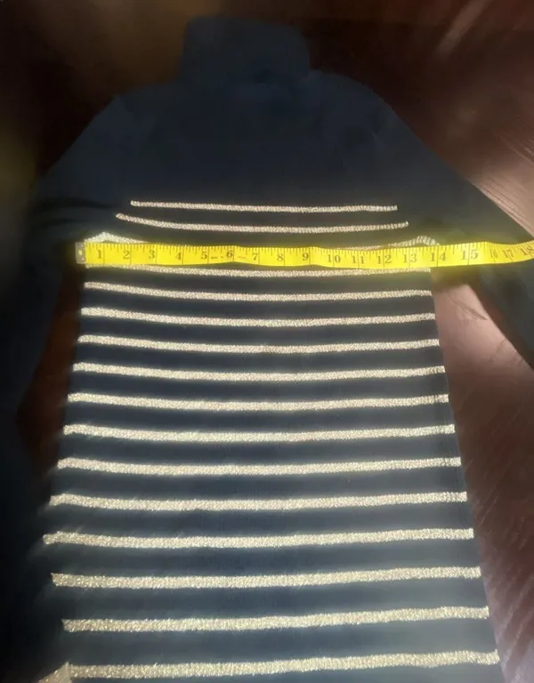 Lauren Ralph Lauren Black and Gold Metallic Striped Ribbed Turtleneck Sweater - Image 9