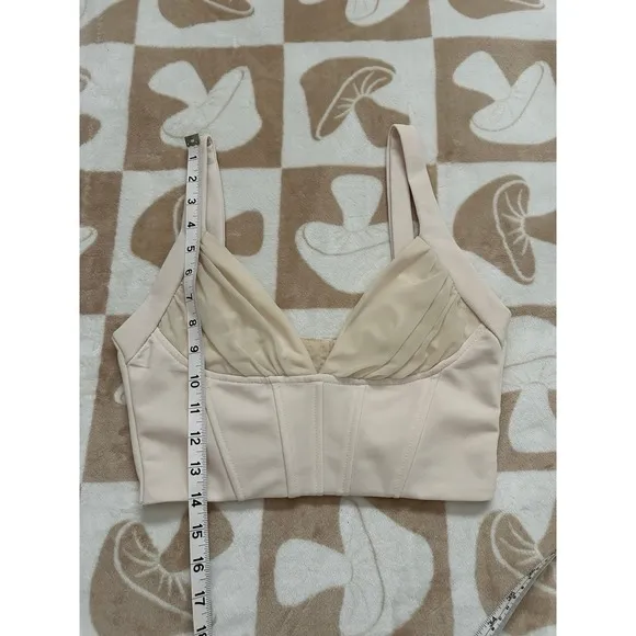Windsor‎ Cream Corset-Inspired Pleated Bust Crop Top Small - Image 6