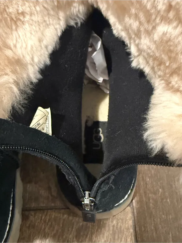 UGG Nessa Black Suede Shearling-Trim Buckle Mid-Calf Boots Size‎ 5 - Image 12