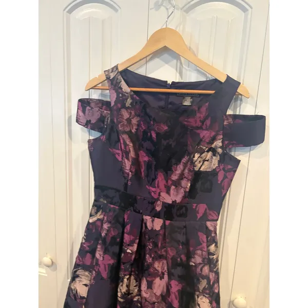 Jessica Howard‎ Purple Floral Cold Shoulder Dress Size 6 - Image 3