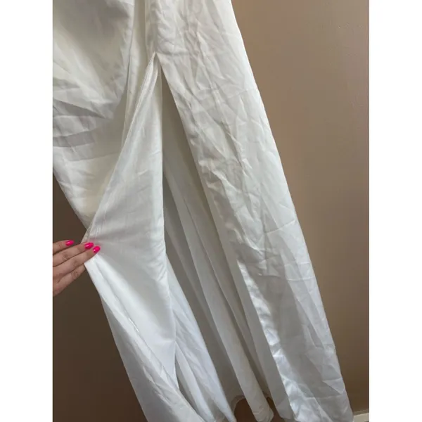 Lulus Here's to Love White Satin Backless Column Maxi Dress Size Large Wedding - Image 10