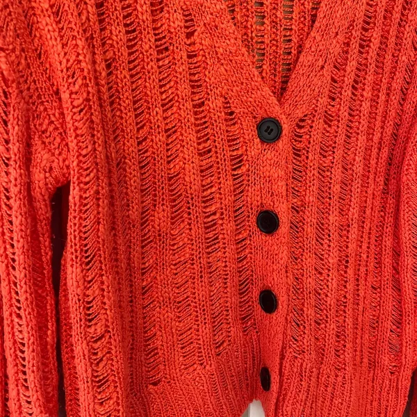 Gianni Bini‎ Women's Orange Cardigan Sweater Size Medium - Image 3
