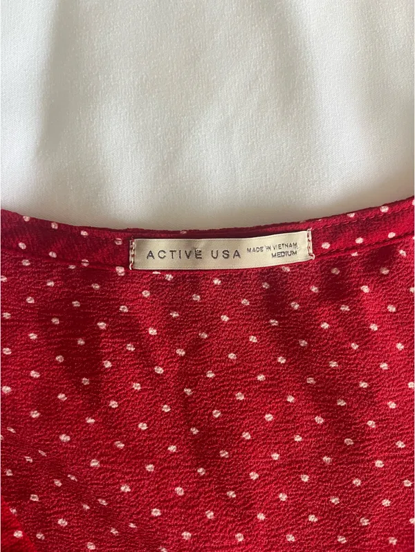 Active USA Red polka dot tie top - Image 3