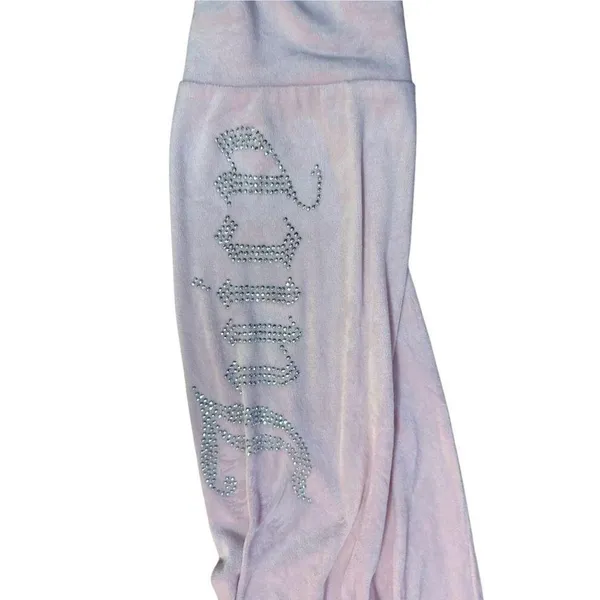 Juicy Couture Womens Light Pink Velour sleep-ware Lounge Pants Sequin “Juicy” Sz - Image 5