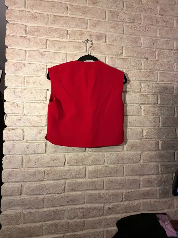 Zara Red Buttoned Waistcoat Vest Size XS - Image 3