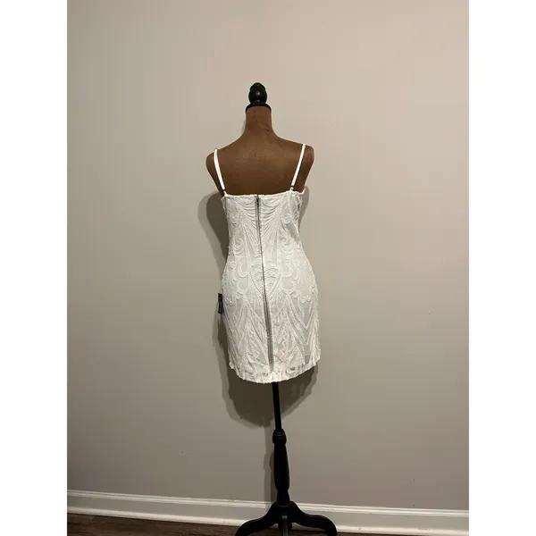 Lulus Aglow with Love Ivory Mesh Sequin Bustier Bodycon Mini Dress size Small - Image 7