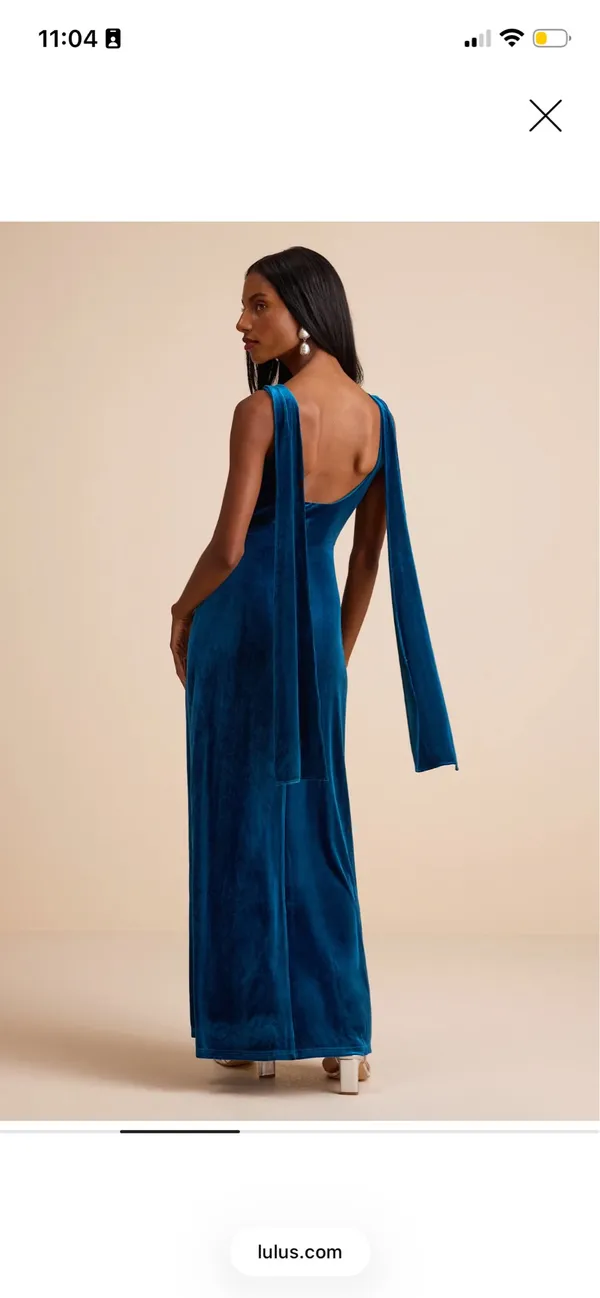 Lulus Liora Dark Teal Velvet Boat Neck Sash Maxi Dress - Image 2