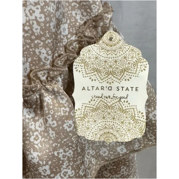 Altar’d state mocha and white ditsy floral layered ruffle mini skirt medium NWT - Image 2