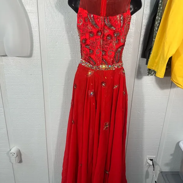 Gail McInnes Designs Red Sleeveless Dress with Detachable Skirt See Measure EUC - Image 7